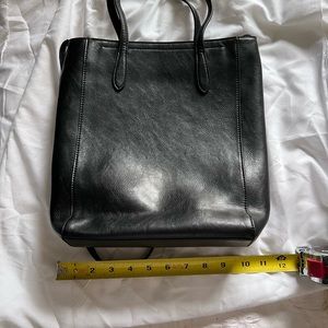 Black leather small work bag